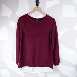 Hilary Radley Layered Look Burgundy Sweater | M